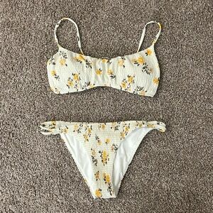 Hollister White and Yellow Floral Bikini